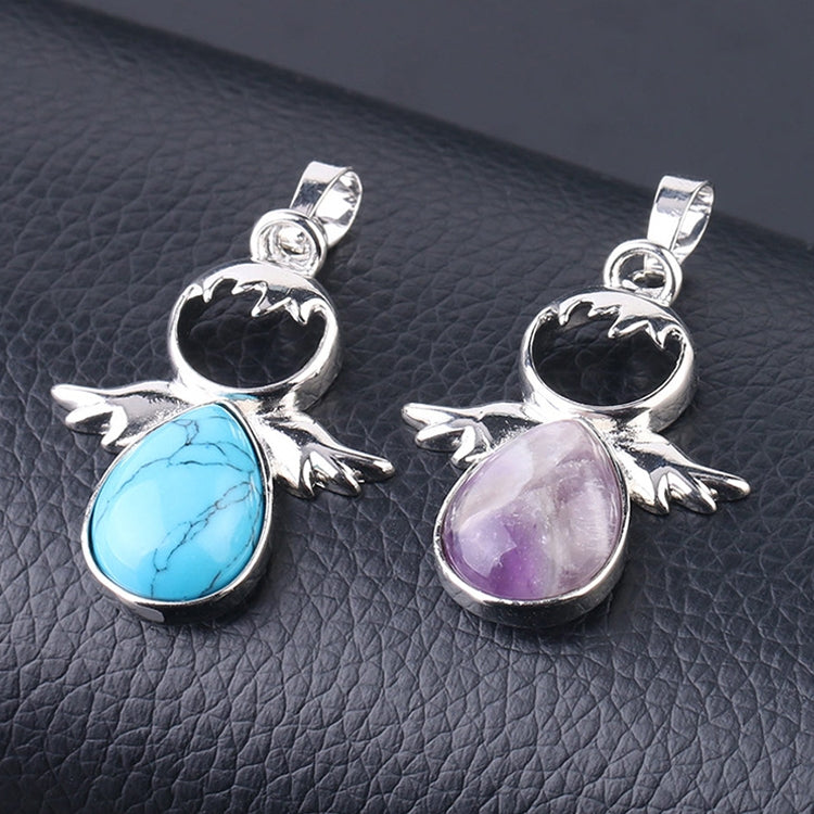 Colares com pendentes de asas de anjo e pedra de cristal natural para mulher