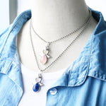 Colares com pendentes de asas de anjo e pedra de cristal natural para mulher