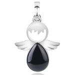 Colares com pendentes de asas de anjo e pedra de cristal natural para mulher