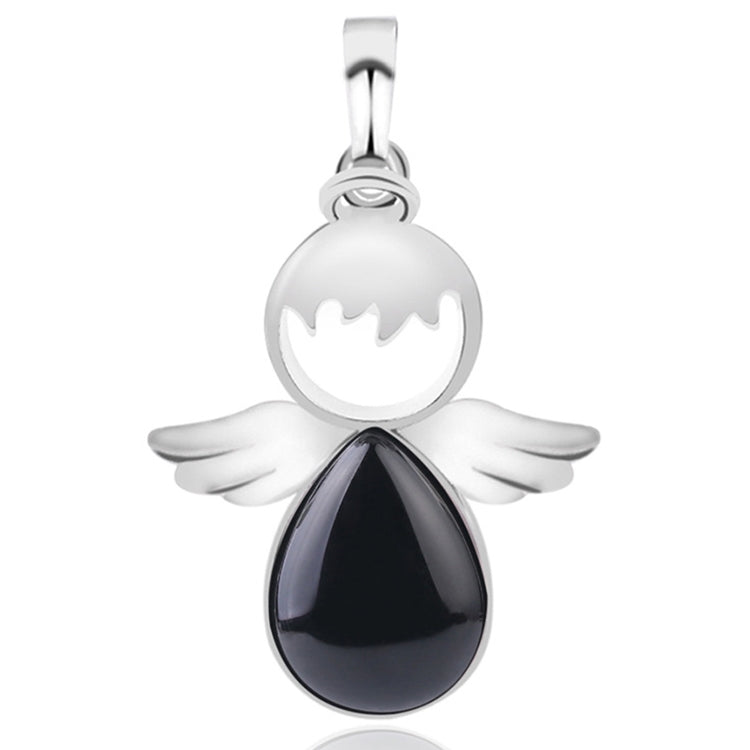 Colares com pendentes de asas de anjo e pedra de cristal natural para mulher