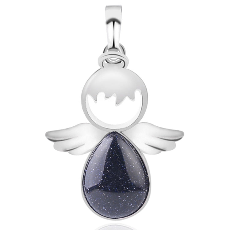 Colares com pendentes de asas de anjo e pedra de cristal natural para mulher