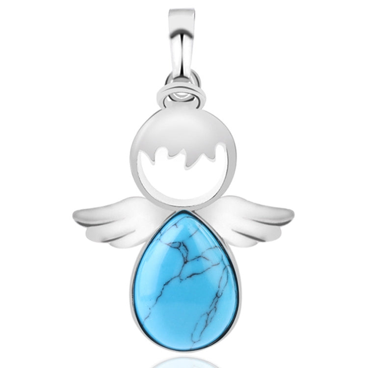 Colares com pendentes de asas de anjo e pedra de cristal natural para mulher