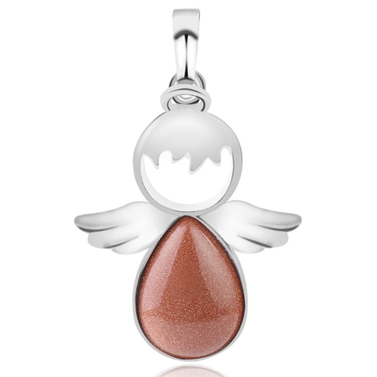 Colares com pendentes de asas de anjo e pedra de cristal natural para mulher
