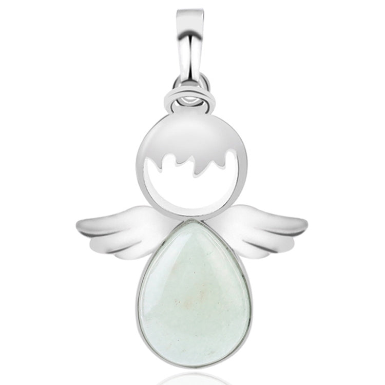 Colares com pendentes de asas de anjo e pedra de cristal natural para mulher