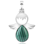 Colares com pendentes de asas de anjo e pedra de cristal natural para mulher