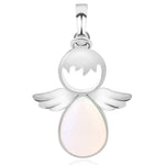 Colares com pendentes de asas de anjo e pedra de cristal natural para mulher