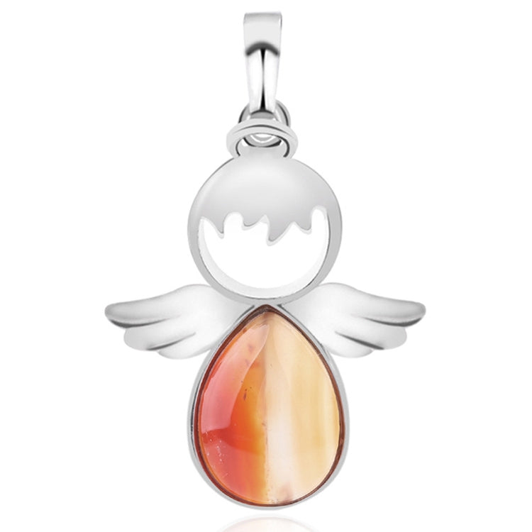 Colares com pendentes de asas de anjo e pedra de cristal natural para mulher