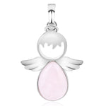 Colares com pendentes de asas de anjo e pedra de cristal natural para mulher