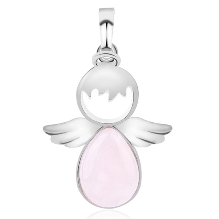 Colares com pendentes de asas de anjo e pedra de cristal natural para mulher