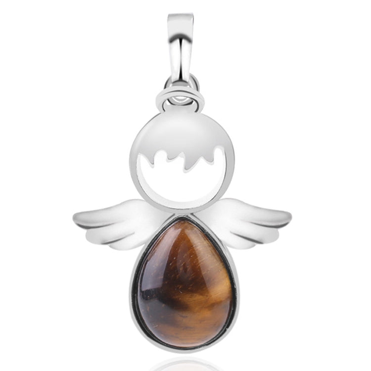 Colares com pendentes de asas de anjo e pedra de cristal natural para mulher