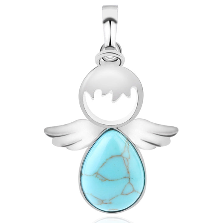 Colares com pendentes de asas de anjo e pedra de cristal natural para mulher