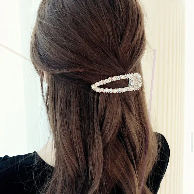 Barretes Elegantes de Moda com Diamantes, Cristais e Pérolas Luxuosas para Mulheres Acessórios para Cabelo