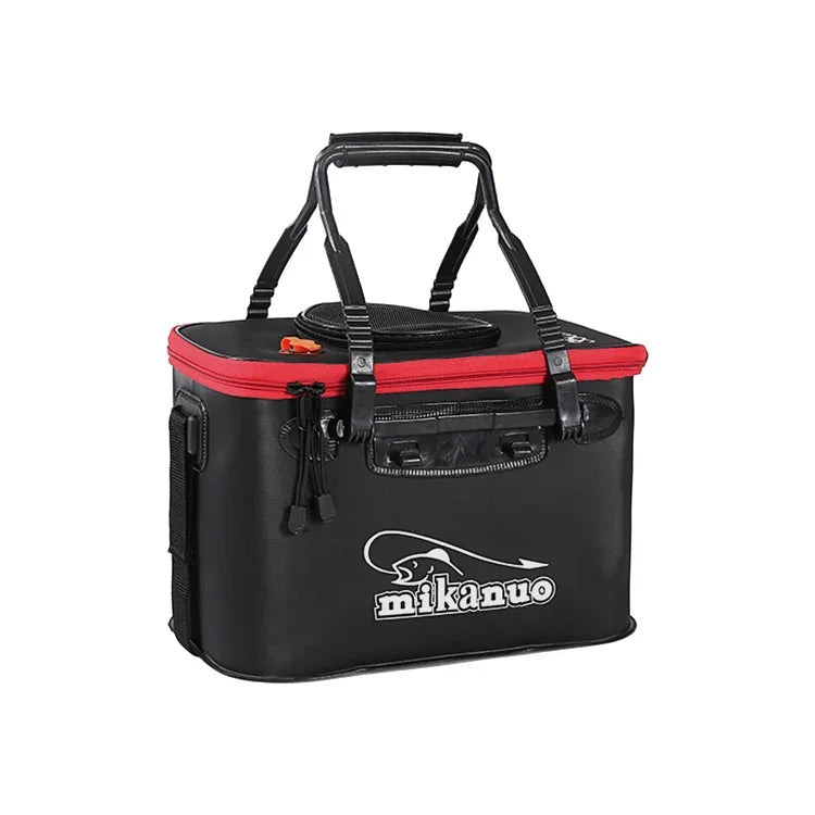 Caixa de Peixe Vivo Dobrável Multifuncional Reforçada Balde de Pesca, 35 cm (com Alça sem Bolsos Laterais)