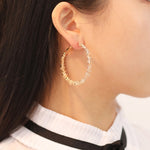 Brincos redondos vintage de moda para mulher, ouro, branco