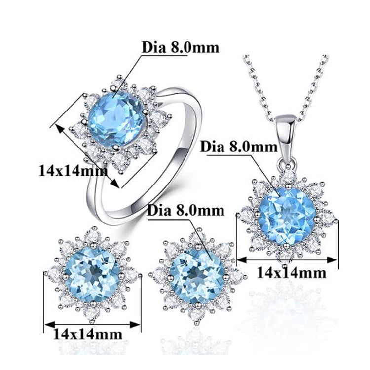 Conjunto de joalharia com 3 peças em forma de neve para mulher, tamanhos 6, 7, 8, 9, 10