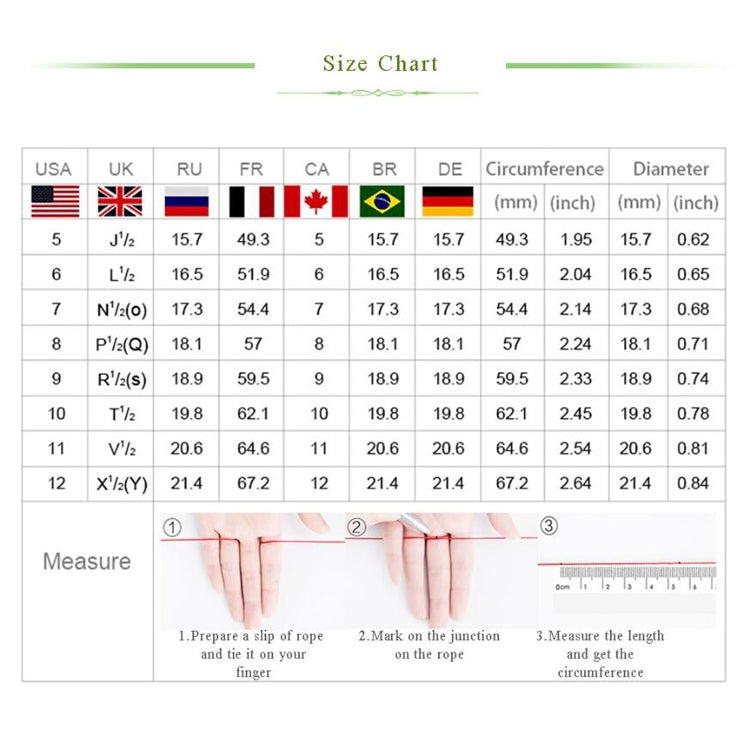 Conjunto de joalharia com 3 peças em forma de neve para mulher, tamanhos 6, 7, 8, 9, 10