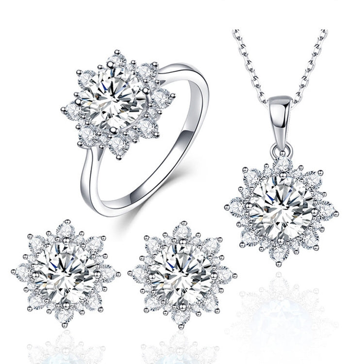 Conjunto de joalharia com 3 peças em forma de neve para mulher, tamanhos 6, 7, 8, 9, 10