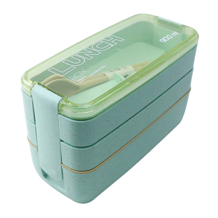 Caixa Bento de 900ml com 3 Camadas, Recipiente para Almoço em Material de Palha de Trigo, Louça para Micro-ondas