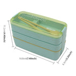 Caixa Bento de 900ml com 3 Camadas, Recipiente para Almoço em Material de Palha de Trigo, Louça para Micro-ondas