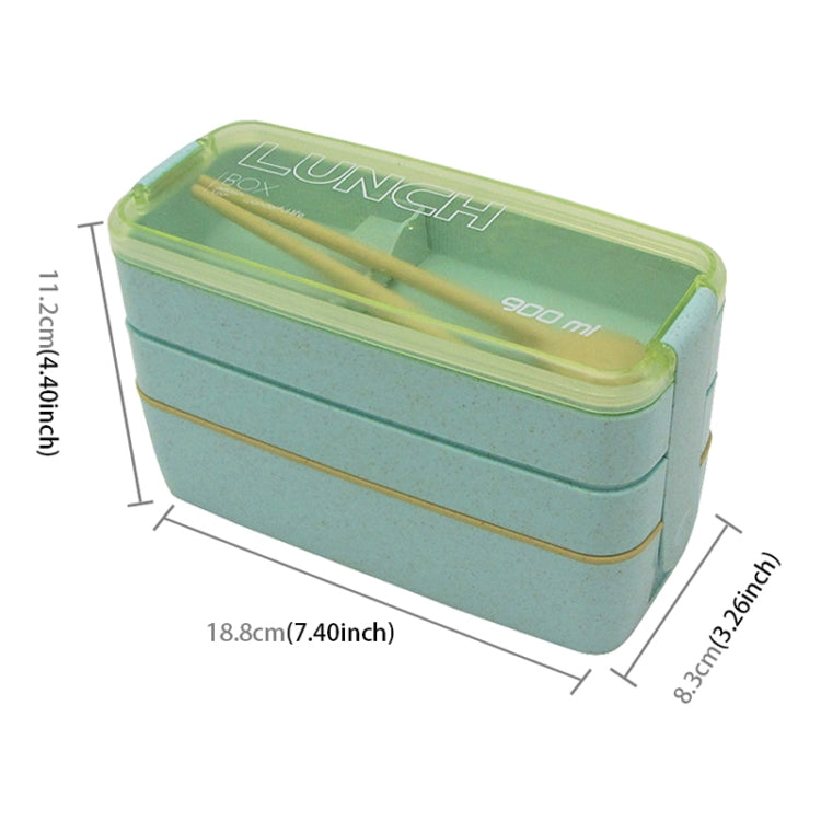 Caixa Bento de 900ml com 3 Camadas, Recipiente para Almoço em Material de Palha de Trigo, Louça para Micro-ondas