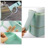 Caixa Bento de 900ml com 3 Camadas, Recipiente para Almoço em Material de Palha de Trigo, Louça para Micro-ondas