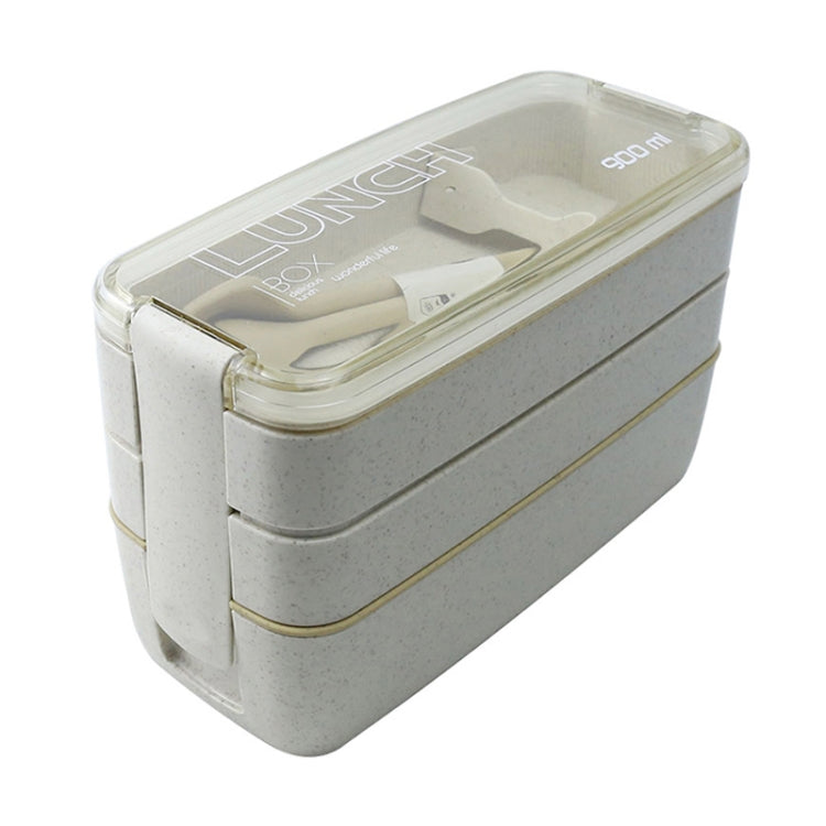 Caixa Bento de 900ml com 3 Camadas, Recipiente para Almoço em Material de Palha de Trigo, Louça para Micro-ondas
