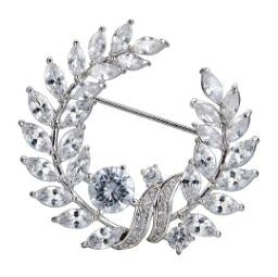 Anel de ramo de oliveira, broche de zircónia, acessórios requintados, medalha, broche de moda para casaco ou suéter, ramo de oliveira