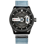 Relógio Desportivo Militar Masculino CURREN M8301 Quartz com Data, Pulseira de Couro, caixa preta laranja, caixa preta vermelha, caixa preta mostrador preto pulseira castanha escura, caixa preta mostrador cinza pulseira castanha clara, caixa preta azul