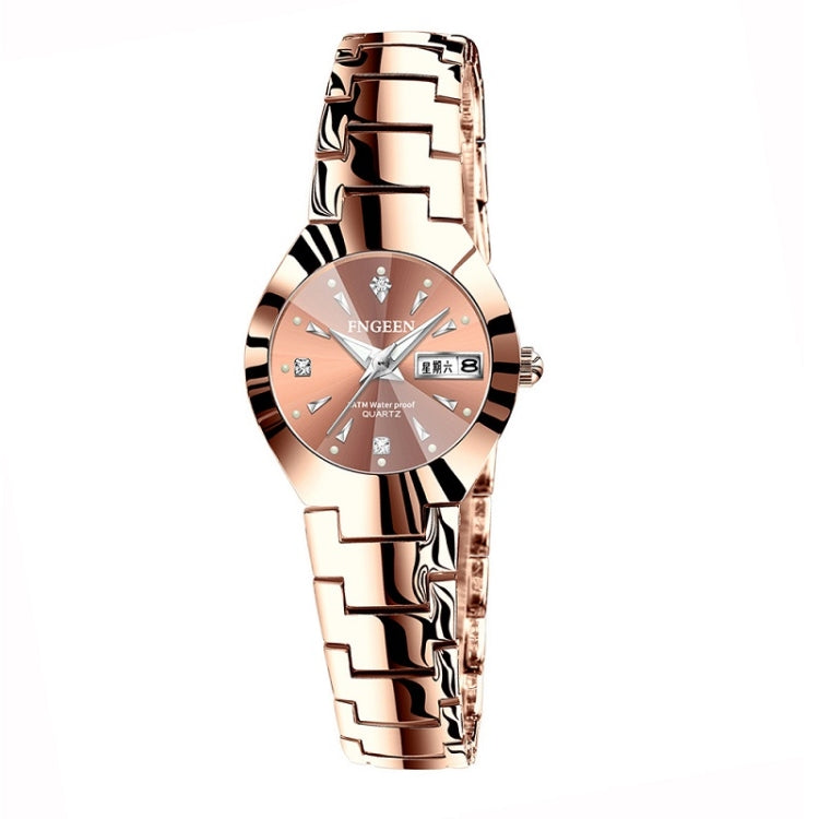 Relógio de Quartzo para Casal FNGEEN 5808 com Bracelete de Aço Feminino, Superfície Café Aço Castanho, Superfície Preta Aço Preto, Superfície Branca Aço Inoxidável, Superfície Preta Aço Branco, Superfície Azul Aço Inoxidável