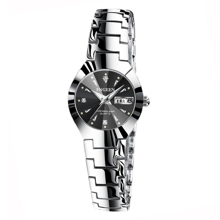 Relógio de Quartzo para Casal FNGEEN 5808 com Bracelete de Aço Feminino, Superfície Café Aço Castanho, Superfície Preta Aço Preto, Superfície Branca Aço Inoxidável, Superfície Preta Aço Branco, Superfície Azul Aço Inoxidável