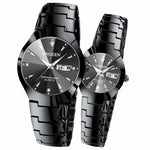 Relógio de Quartzo para Casal FNGEEN 5808 com Bracelete de Aço Feminino, Superfície Café Aço Castanho, Superfície Preta Aço Preto, Superfície Branca Aço Inoxidável, Superfície Preta Aço Branco, Superfície Azul Aço Inoxidável
