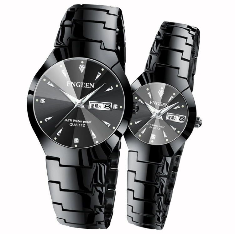Relógio de Quartzo para Casal FNGEEN 5808 com Bracelete de Aço Feminino, Superfície Café Aço Castanho, Superfície Preta Aço Preto, Superfície Branca Aço Inoxidável, Superfície Preta Aço Branco, Superfície Azul Aço Inoxidável