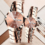Relógio de Quartzo para Casal FNGEEN 5808 com Bracelete de Aço Feminino, Superfície Café Aço Castanho, Superfície Preta Aço Preto, Superfície Branca Aço Inoxidável, Superfície Preta Aço Branco, Superfície Azul Aço Inoxidável