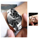 Relógio de Quartzo para Casal FNGEEN 5808 com Bracelete de Aço Feminino, Superfície Café Aço Castanho, Superfície Preta Aço Preto, Superfície Branca Aço Inoxidável, Superfície Preta Aço Branco, Superfície Azul Aço Inoxidável