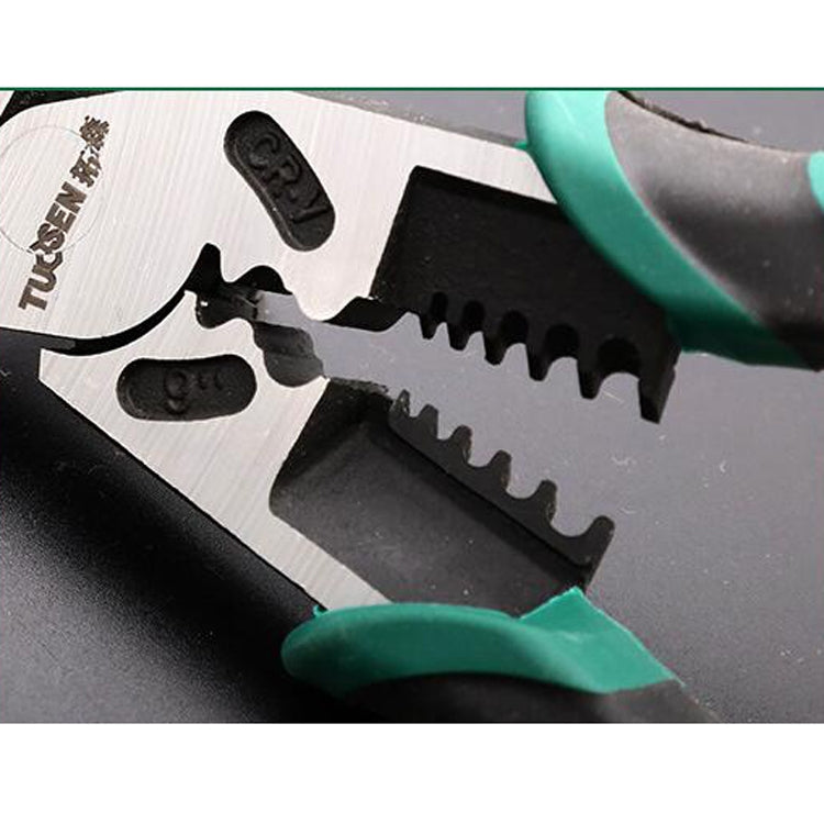 TUOSEN Alicate Multifuncional de Crimpagem e Decapagem para Poupar Trabalho, Alicate Plano com Torno Manual, 11116 9 Polegadas