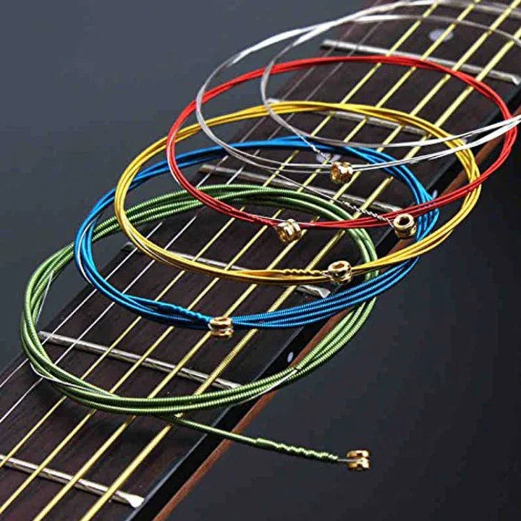 Conjunto de 6 Cordas Multicolor para Guitarra E-A, Cordas para Guitarra E-A