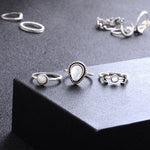Conjunto de 14 Peças Anéis Punk Vintage Vazados com Diamante, Gota de Água, Flor e Lua