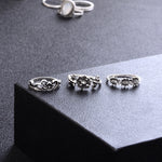 Conjunto de 14 Peças Anéis Punk Vintage Vazados com Diamante, Gota de Água, Flor e Lua