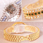 Relógio de Quartzo BS beesister FA1581 Feminino com Mostrador Octogonal, Pulseira com Strass Banhada a Diamante