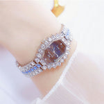Relógio de Quartzo BS beesister FA1581 Feminino com Mostrador Octogonal, Pulseira com Strass Banhada a Diamante