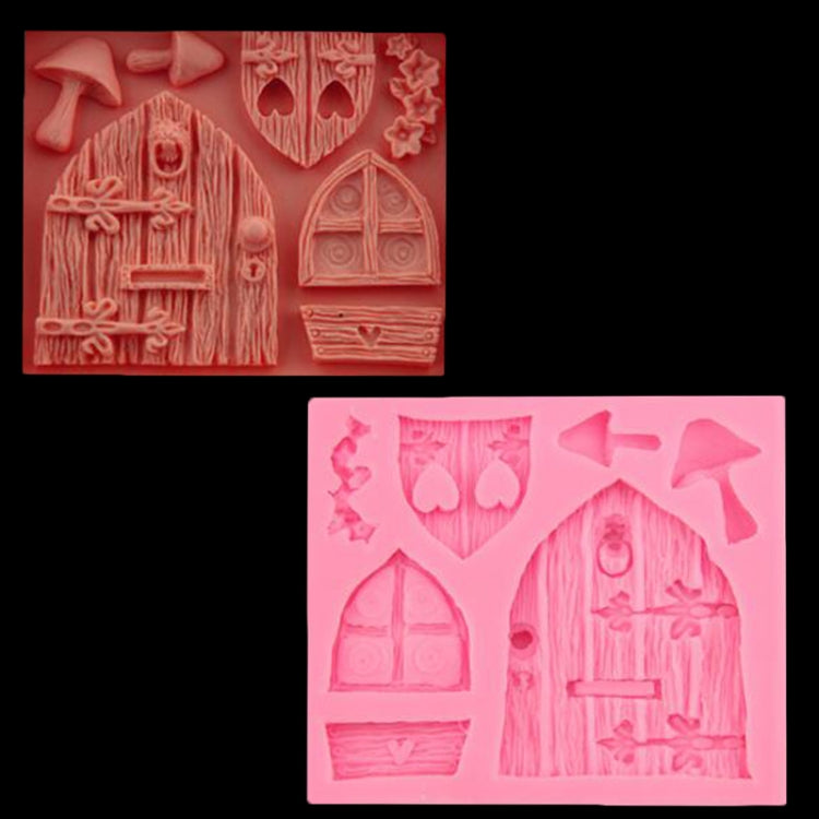 2 Peças Molde de Silicone para Doces em Forma de Janela de Casa de Desenho Animado, Ferramenta de Decoração de Bolos de Contos de Fadas