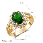 Anel vintage oval com gema verde e diamante, tamanho 10