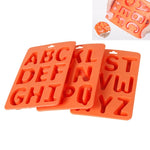 Conjunto de 3 Moldes de Silicone para Cubos de Gelo com Letras de A a Z, 3 em 1 Formato de Letras (Laranja)