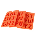 Conjunto de 3 Moldes de Silicone para Cubos de Gelo com Letras de A a Z, 3 em 1 Formato de Letras (Laranja)