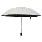 Guarda-chuva com Padrão de Penas, Uso Duplo, Três Dobras, Controlo Manual, Protetor Solar e Chuva Portátil, Guarda-sol à Prova de Vento