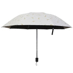 Guarda-chuva com Padrão de Penas, Uso Duplo, Três Dobras, Controlo Manual, Protetor Solar e Chuva Portátil, Guarda-sol à Prova de Vento