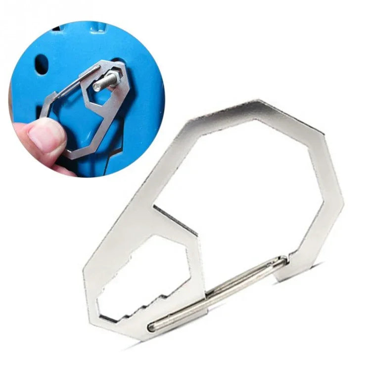 Ferramenta de Camping EDC Exterior Chave Hexagonal Mosquetão de Aço Inoxidável Fivela de Escalada Multifuncional Chaveiro com Fivela