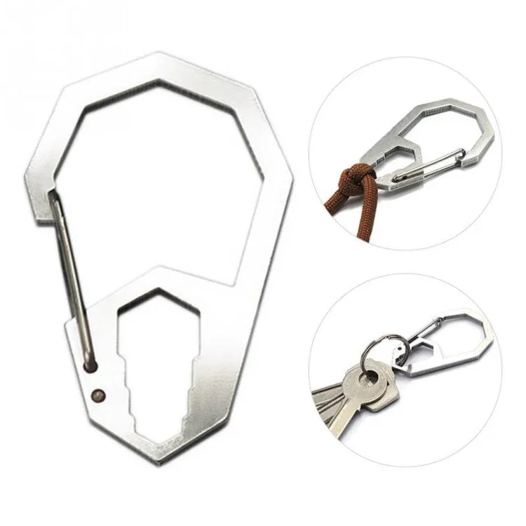 Ferramenta de Camping EDC Exterior Chave Hexagonal Mosquetão de Aço Inoxidável Fivela de Escalada Multifuncional Chaveiro com Fivela