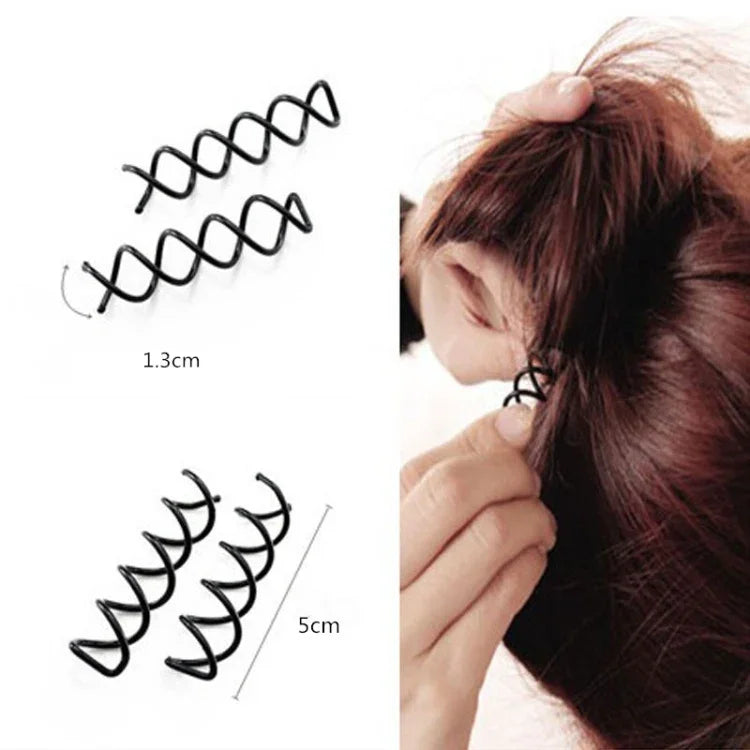 5pcs Grampos de Cabelo Espiral Acessórios Grampos Grampos Espiral Chuck Grampos Cabeça Y Forma de Pino Redondo Bandolete