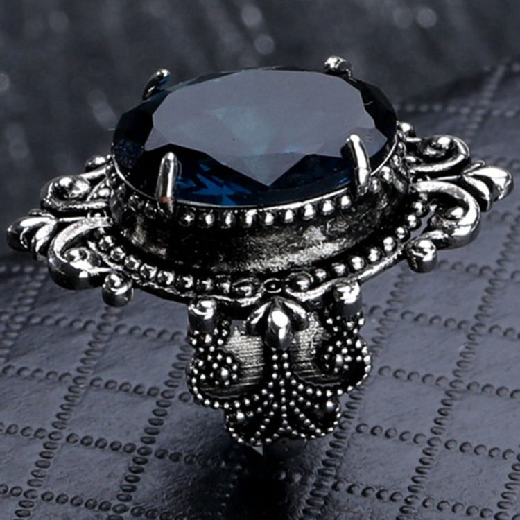 Anel vintage em forma de ovo de ganso com topázio azul marinho, tamanhos 10, 6, 7, 8, 9